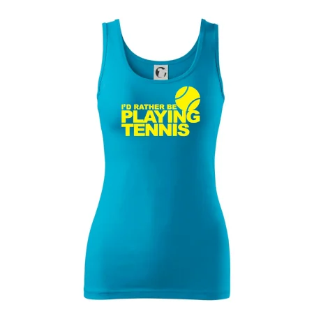 Playing tennis