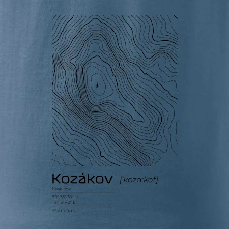 Kozákov - vrstevnice v obdĺžniku