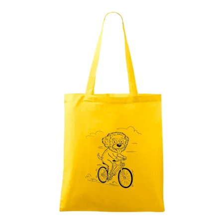 Lagotto romagnolo karikatúra na bicykli čierna