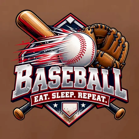 Baseballová pálka s rukavicou eat sleep repeat