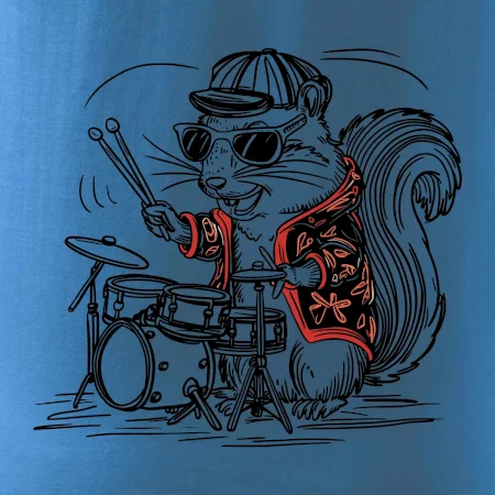 Squirrel playing drums