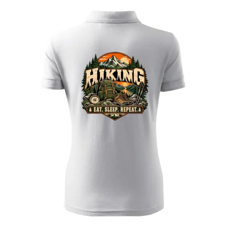 Turistický batoh v horách eat sleep repeat