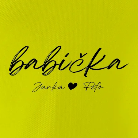 Babička Tričko s menami detí písacie písmo