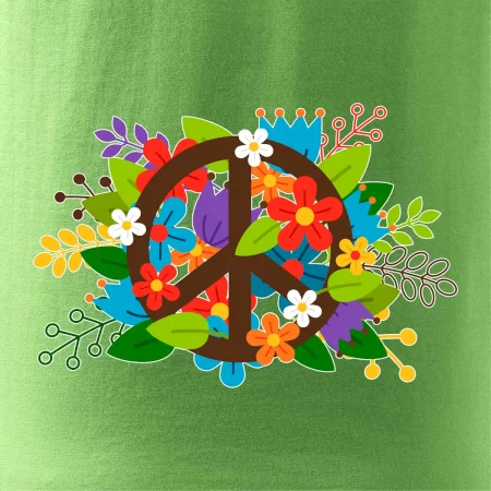 Peace symbol prerastený kvetinami