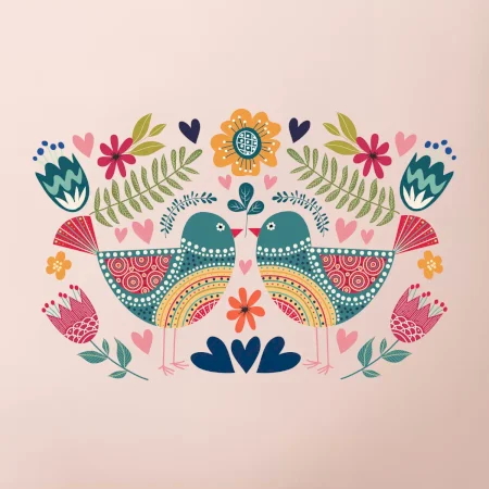 Folklór - dva farebné vtáčiky