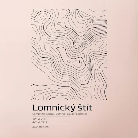 Lomnický štít - vrstevnice v obdĺžniku