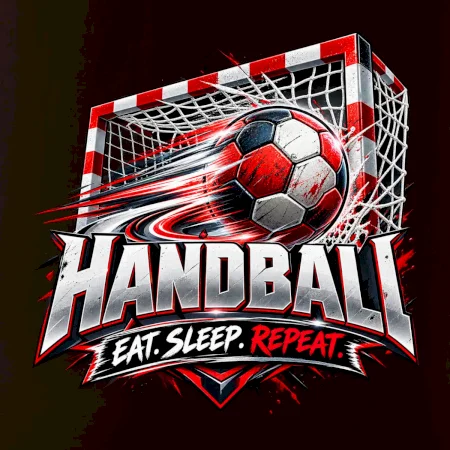 Hádzanárska lopta v bránke eat sleep repeat
