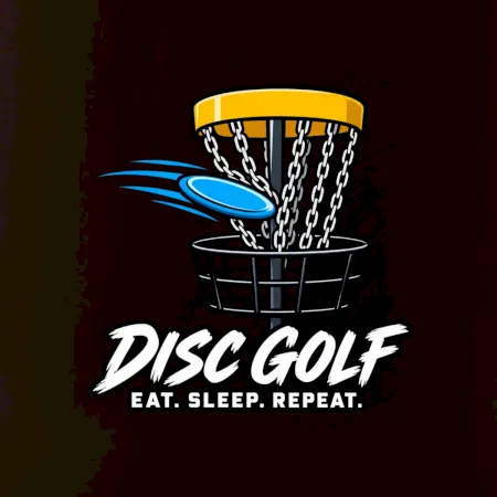 Discgolfový kôš s letiacim diskom eat sleep repeat