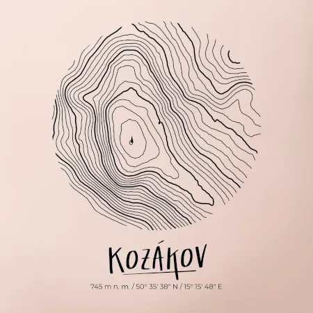 Kozákov - vrstevnice v kruhu