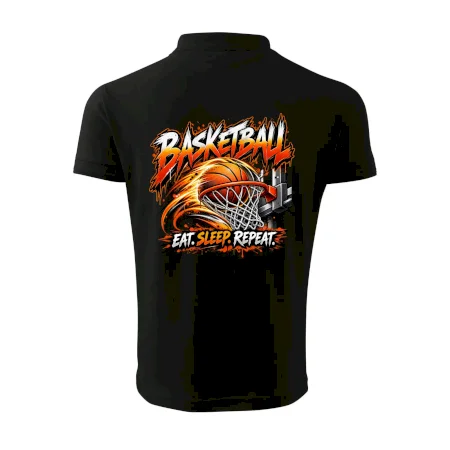Basketbalový kôš s loptou eat sleep repeat