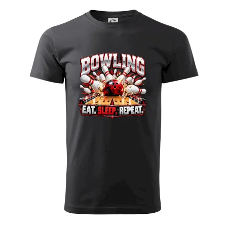 Bowlingová guľa a kolky eat sleep repeat