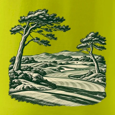 Golfové hřiště v retro rytině