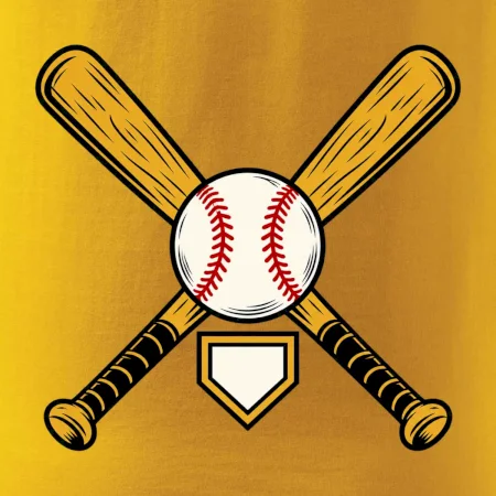 Zkřížené baseballové pálky a míček