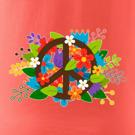 Peace symbol prerastený kvetinami