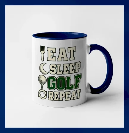 Eat sleep golf repeat typografie