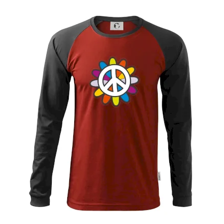 Peace symbol s kreslenou kvetinou