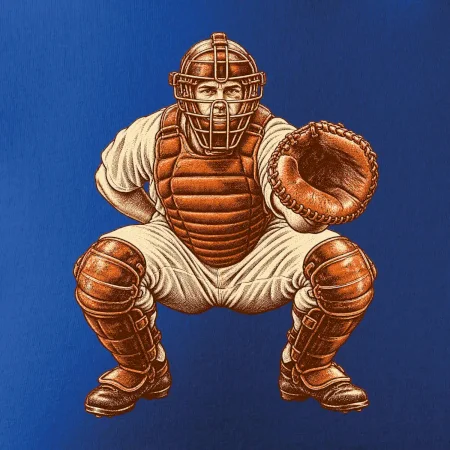 Baseballový catcher retro rytina