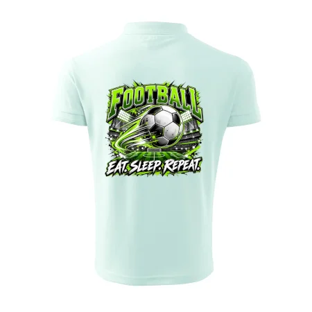 Futbalová lopta a štadión eat sleep repeat