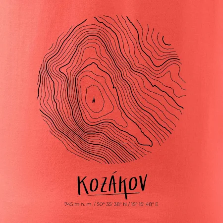 Kozákov - vrstevnice v kruhu