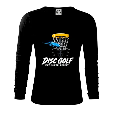Discgolfový kôš s letiacim diskom eat sleep repeat