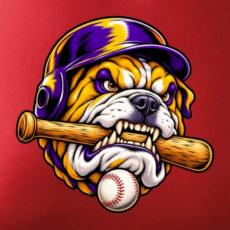 Baseballový buldok s pálkou