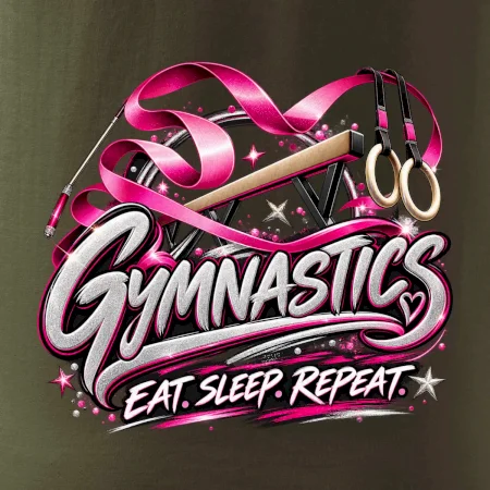 Gymnastická stuha a kruhy eat sleep repeat