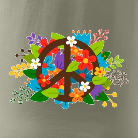 Peace symbol prerastený kvetinami