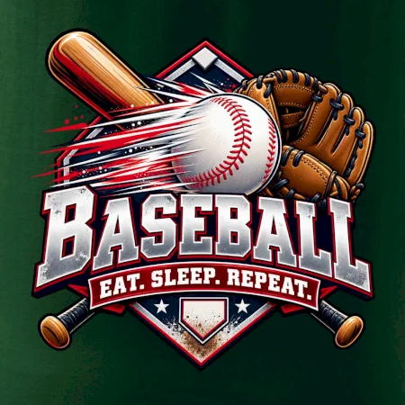 Baseballová pálka s rukavicou eat sleep repeat