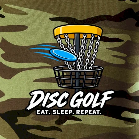 Discgolfový kôš s letiacim diskom eat sleep repeat