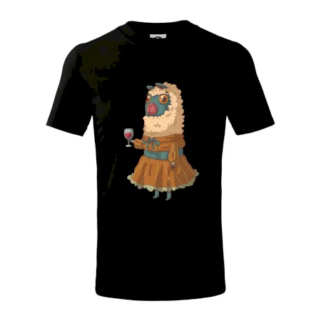 Alpaka s vínom žena