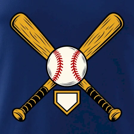 Zkřížené baseballové pálky a míček