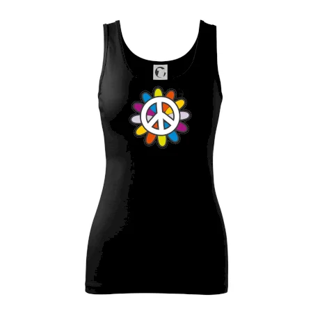 Peace symbol s kreslenou kvetinou