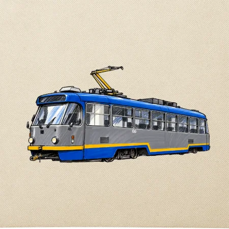 T3R SLF modrošedá kresba fixem