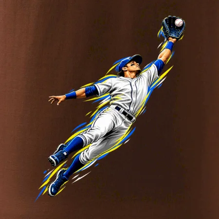 Baseballový polař chytá míček ve výskoku