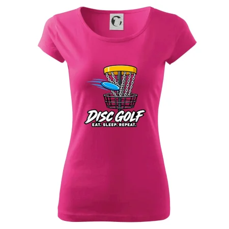 Discgolfový kôš s letiacim diskom eat sleep repeat