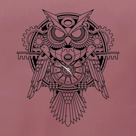 Steampunk sova čiernobiela