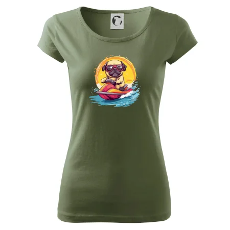 Mops na vodnom skútri