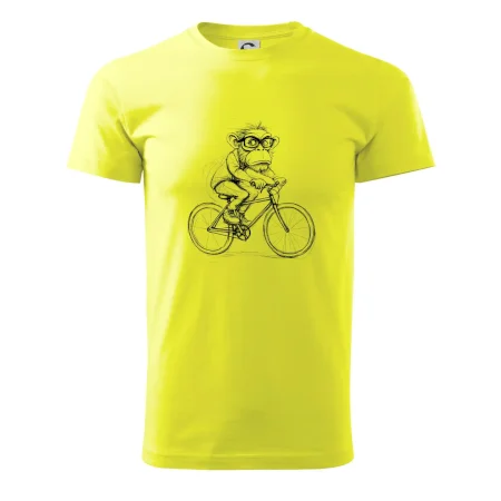 Opice s okuliarmi na bicykli