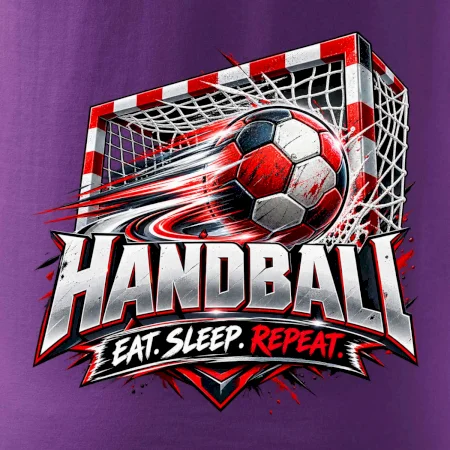 Hádzanárska lopta v bránke eat sleep repeat