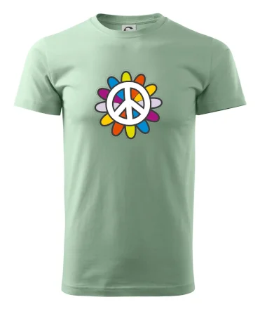 Peace symbol s kreslenou kvetinou