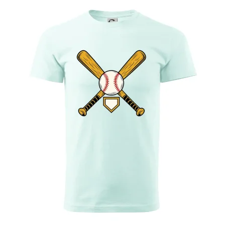 Zkřížené baseballové pálky a míček
