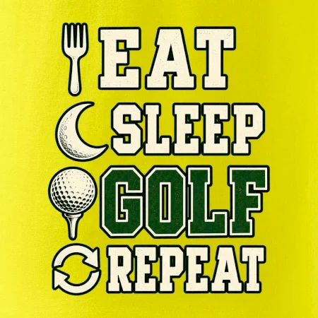 Eat sleep golf repeat typografie