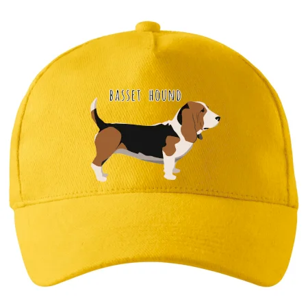 Basset hound pes s nápisom