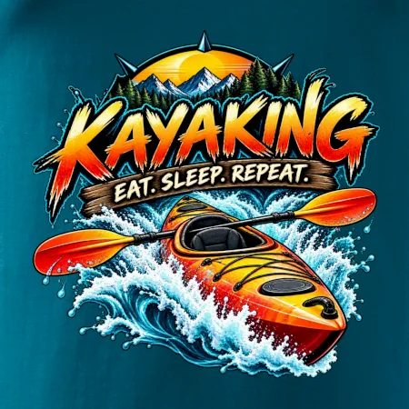 Kajak v divoké vodě eat sleep repeat