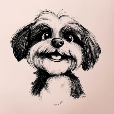 Lhasa apso karikatúra hlava