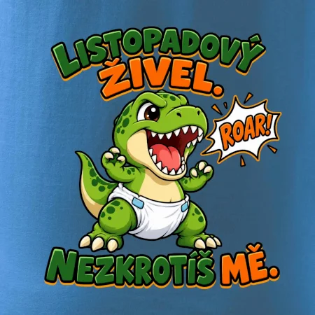 Listopadový živel zelený dinosaurus rex v plence