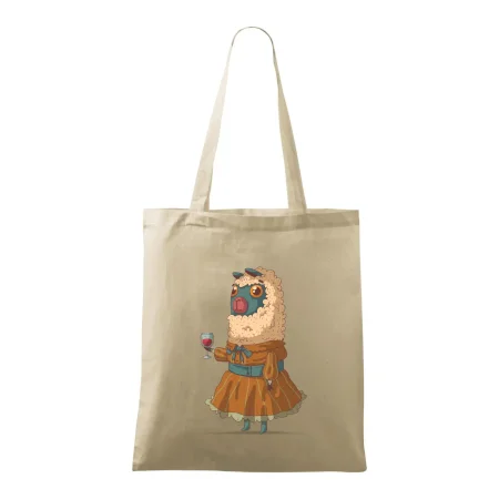 Alpaka s vínom žena