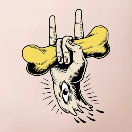 Rocková ruka kosť a oko
