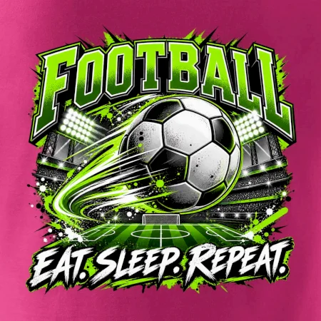 Futbalová lopta a štadión eat sleep repeat