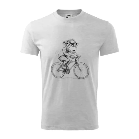 Opice s okuliarmi na bicykli